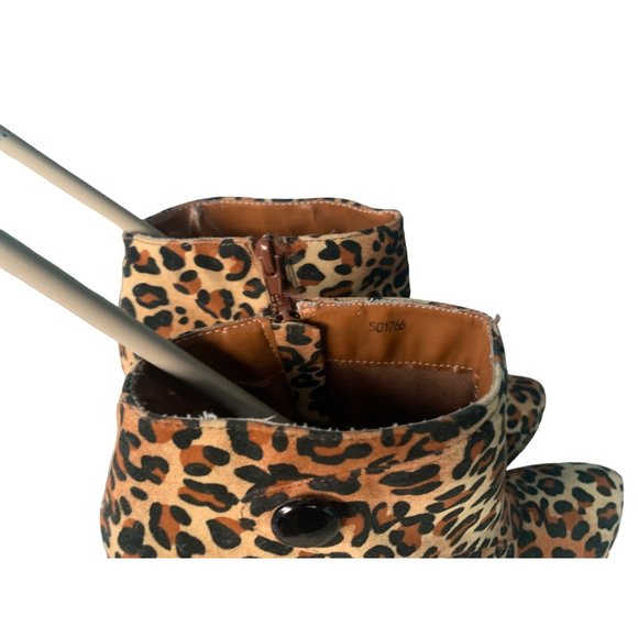 Charlotte Russe Womens Ladies Leopard Print Ankle Boots Stiletto High Heels 8 - Picture 10 of 11
